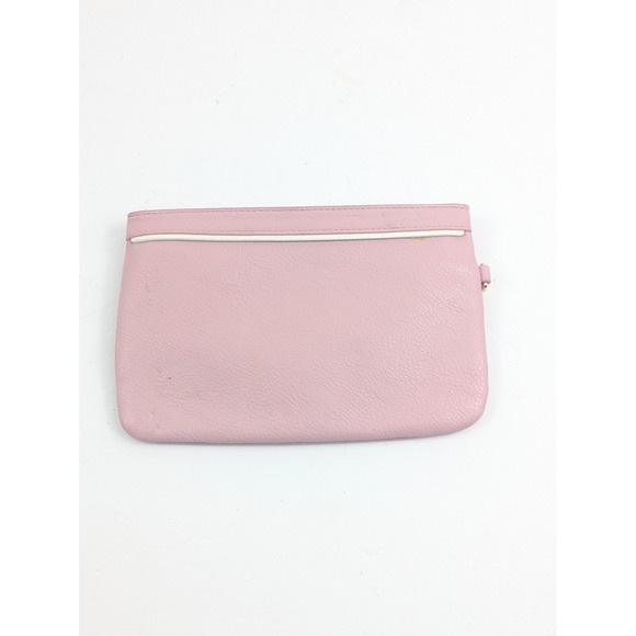 Ralph Lauren Pink Leather Wristlet Clutch Pouch RLL Logo Gold Zip Womens - Picture 9 of 14